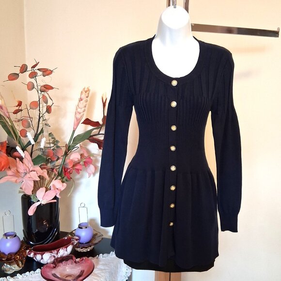 NWT Woman's Navy Blue Cardigan Knit Lightweight Ladies Sweater Outerwear - Picture 5 of 9